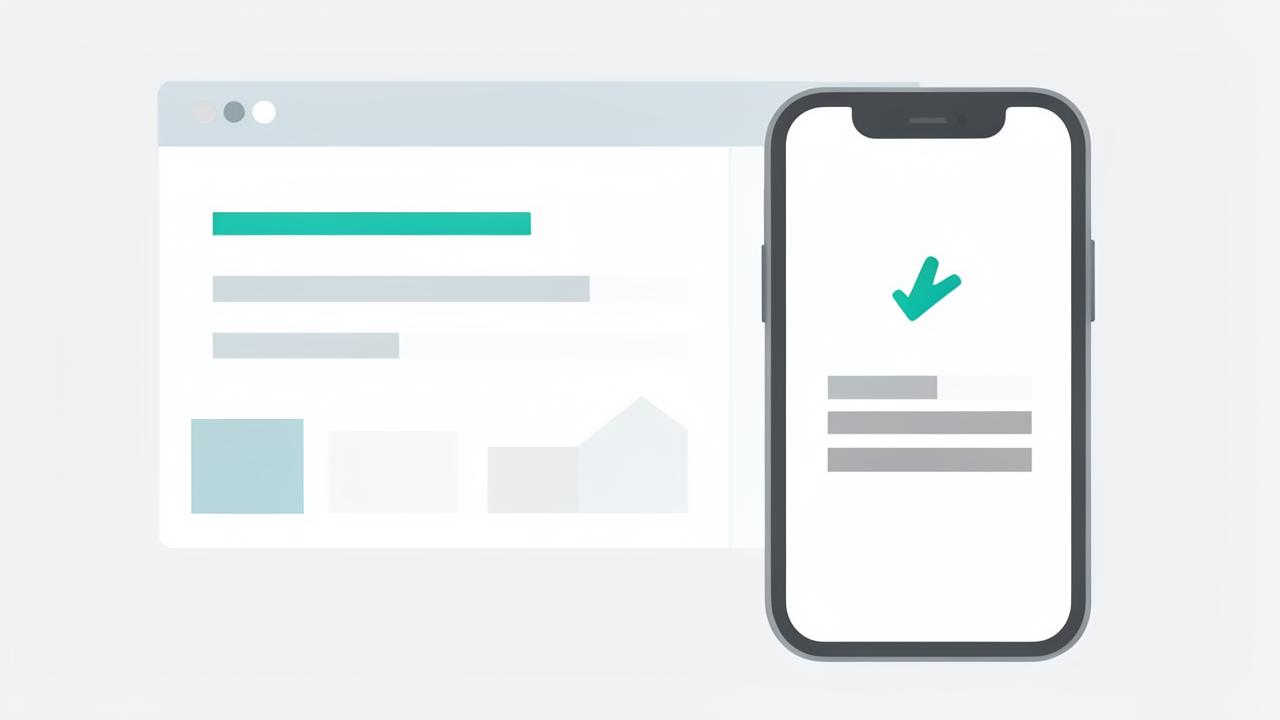 Desktop dashboard beside a phone showing a simple upload screen