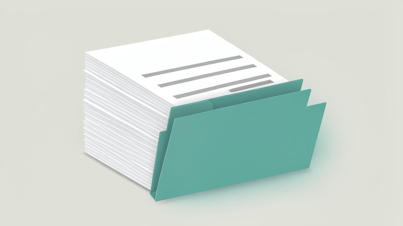 Stack of document pages being filed into a folder