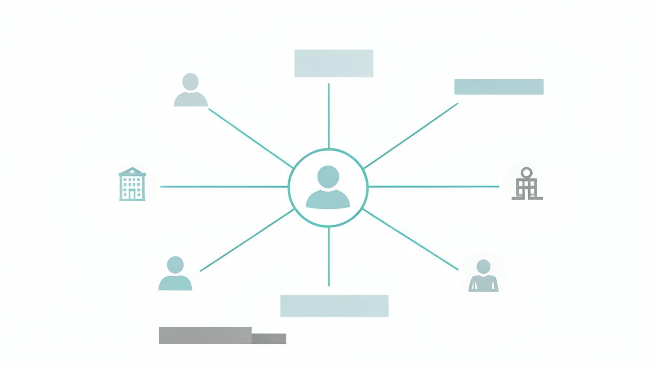 Relationship map linking a central client to related people and entities