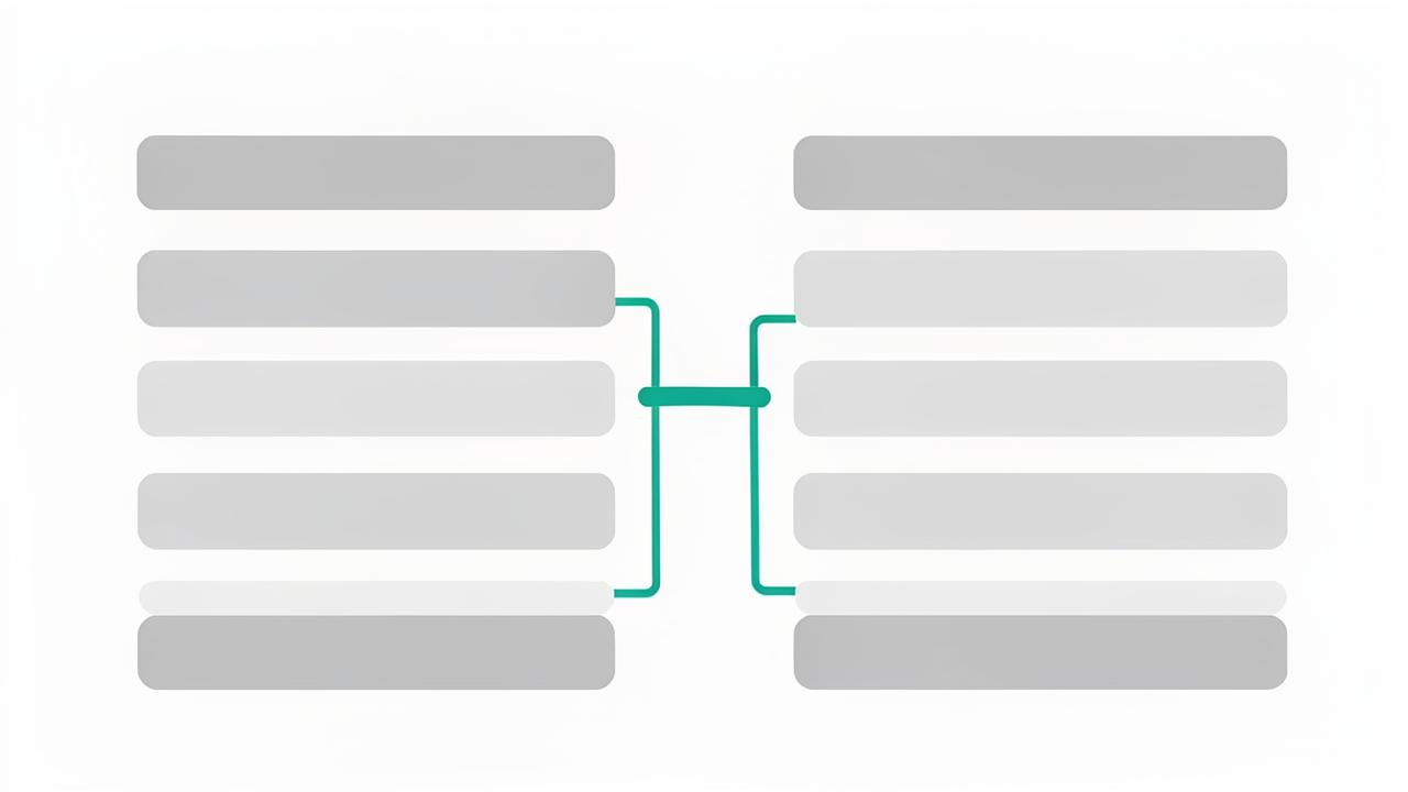 Two columns of records joined by matching connector lines