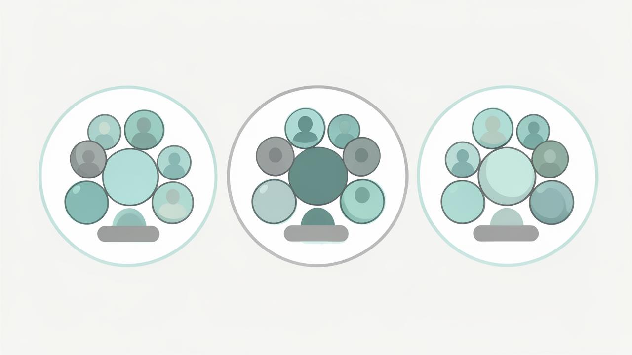 Three groups of team avatar circles representing PODs